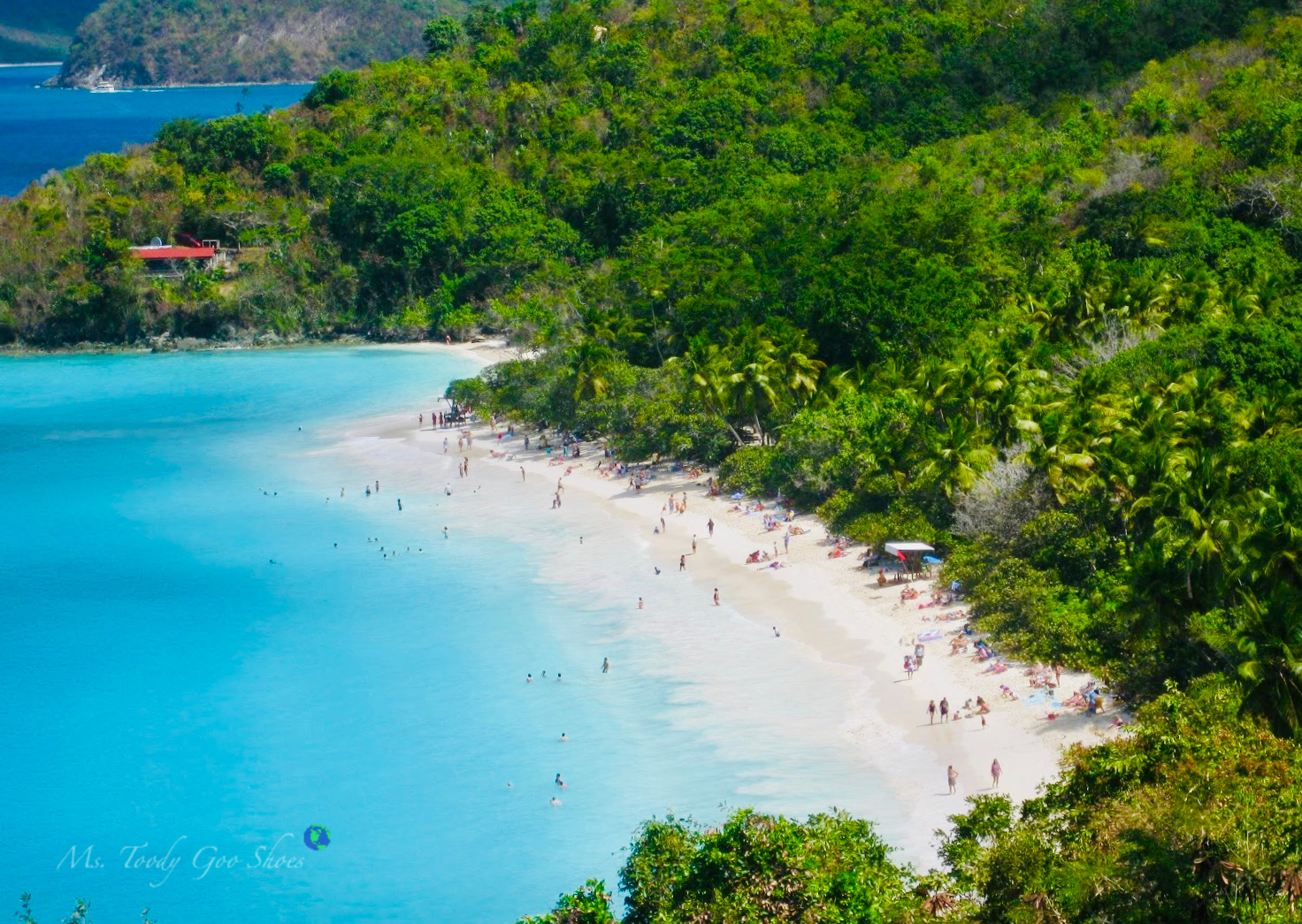 View of Trunk Bay Beach, St. John, USVI- Ms. Toody Goo Shoes