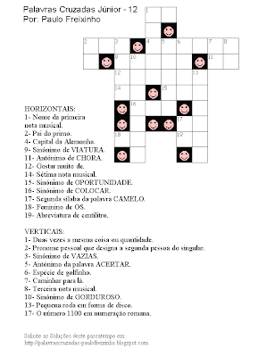 palavras cruzadas infantis para imprimir