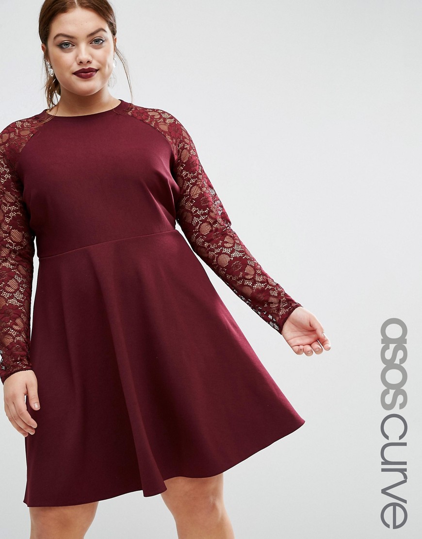 Plus Size Burgundy Skater Dress