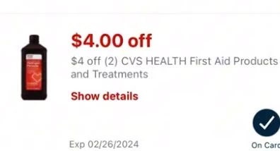 $4.00/2 CVS Health First Aids items CVS APP ONLY MFR Digital Coupon (go to CVS App)