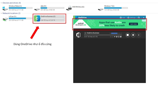 Cách sử dụng Googledrive và Onedrive thành ổ đĩa mạng trên Windows bằng phần mềm RaiDrive
