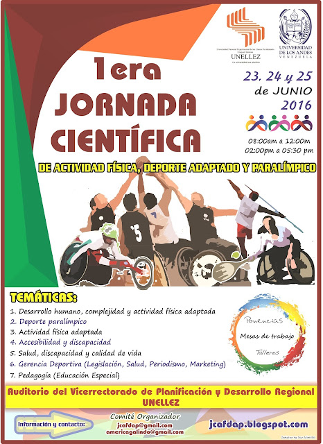 1era Jornadas Científica de Actividad Física, Deporte Adaptado y Paralímpico del Estado Apure se realizará del 23  al 25 de junio 2016.
