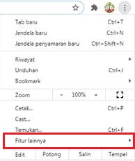 Pilih Fitur lainnya lalu pilih "Ekstensi" bisa juga mengakses url chrome://extensions/