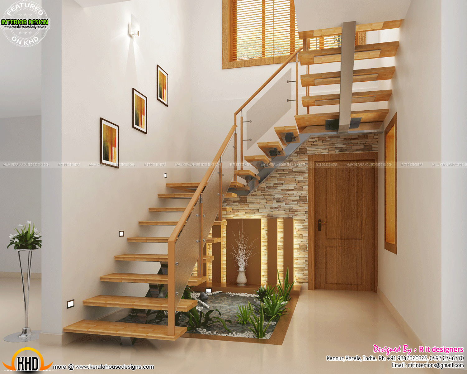  Under  Stair  design wooden stair  kitchen and living 