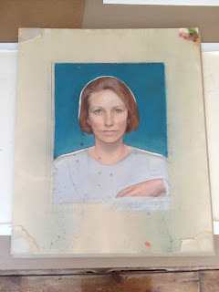 Edna Millay pastel portrait before treatment and framing, mold on pastel, mould outbreak and removal from surface of pastel art, Spicer Art Conservation, paper conservator