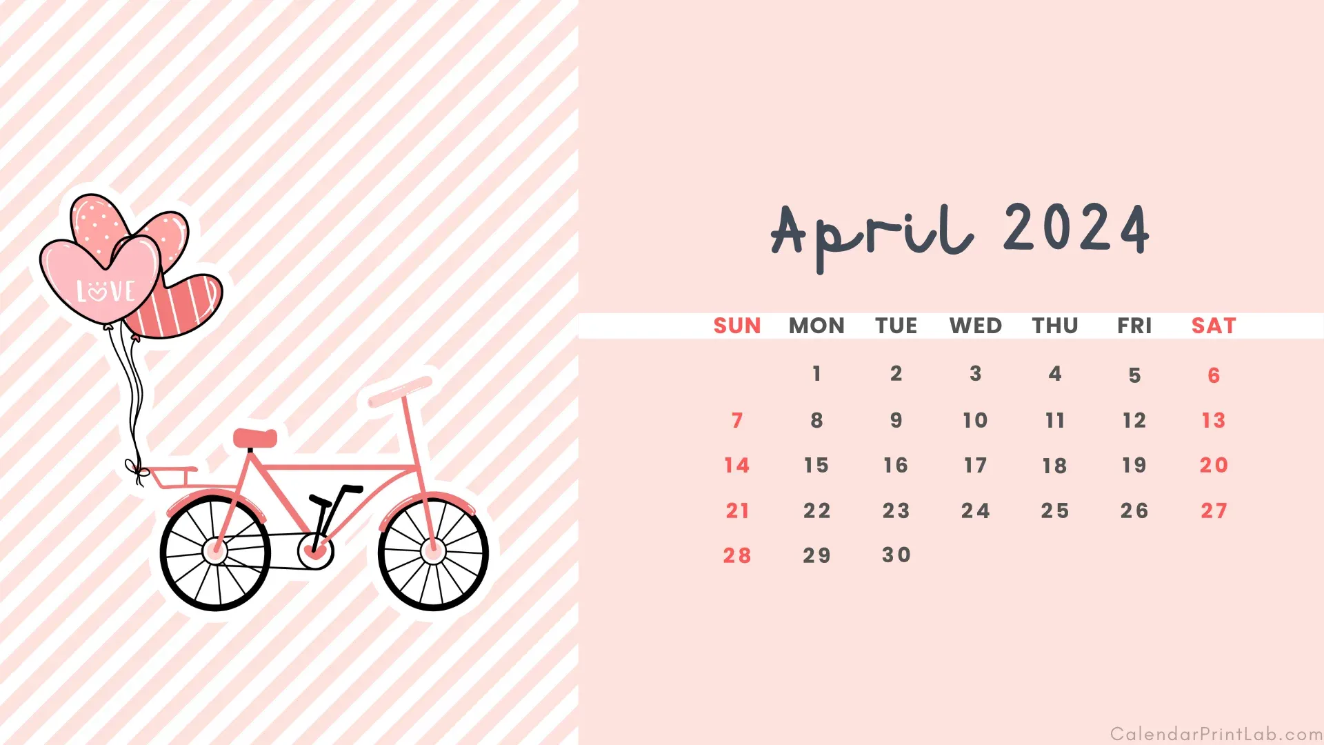 April 2024 Pink Calendar Wallpaper