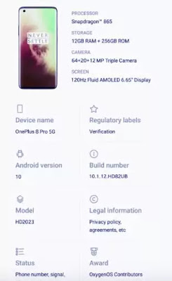 OnePlus 8 Pro has appeared in live hands-on images which reveals the full look of the handset.