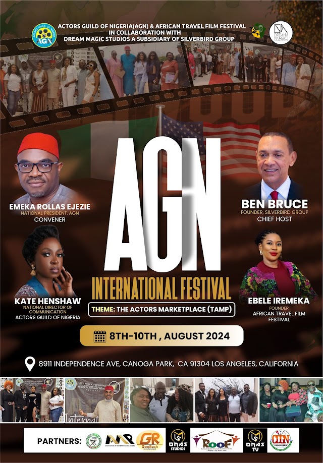 AGN President, Emeka Rollas Unveils The 2024 "AGN International Festival" Slated For August In America, Appoints Notable Actors As Kitchen Cabinet Members.