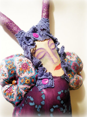 Purple Dreaming Butterfly Batik and  Muslin Whimsy Women Spirit Doll 