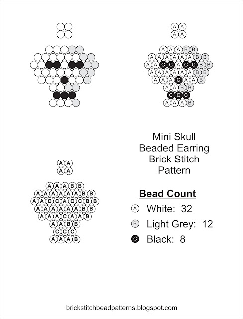 Free brick stitch seed bead earring pattern download.