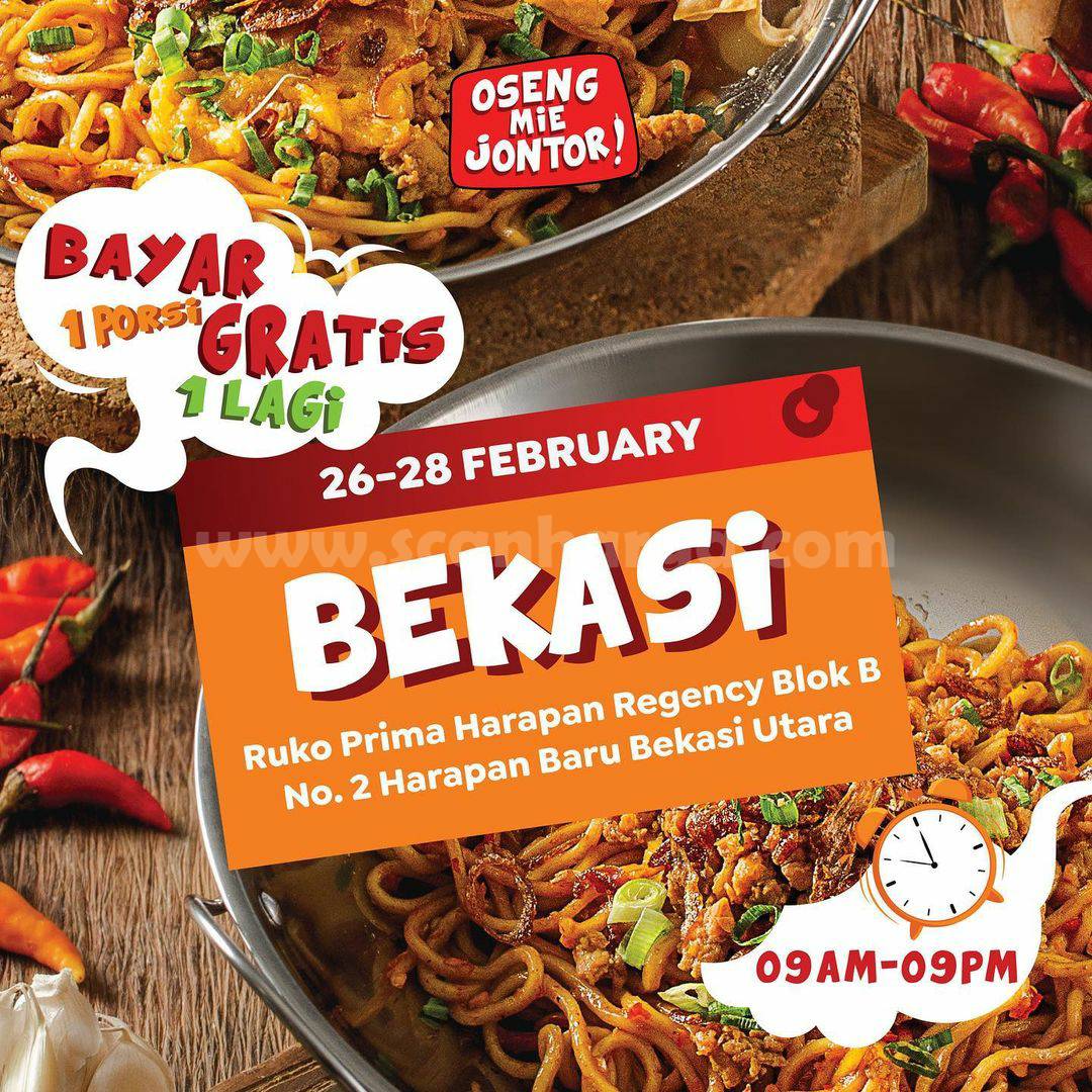 Oseng Mie Jontor Bekasi Grand Opening Promo – BELI 1 GRATIS 1