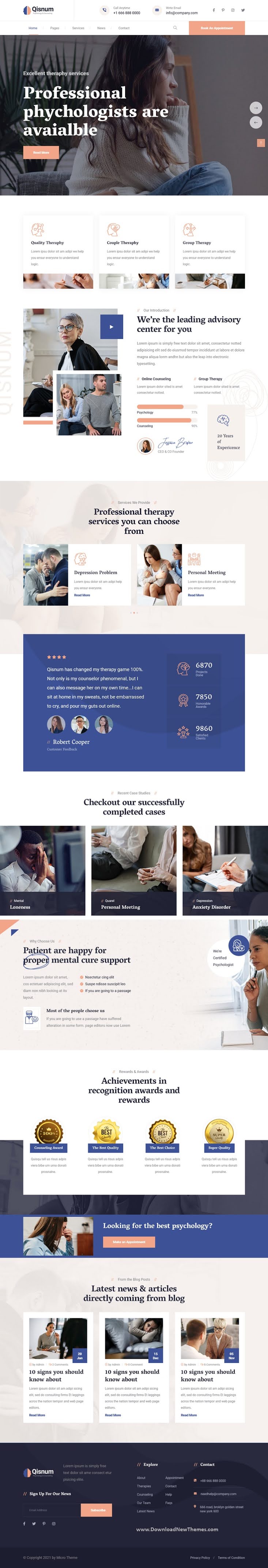Psychology and Counseling Bootstrap Template