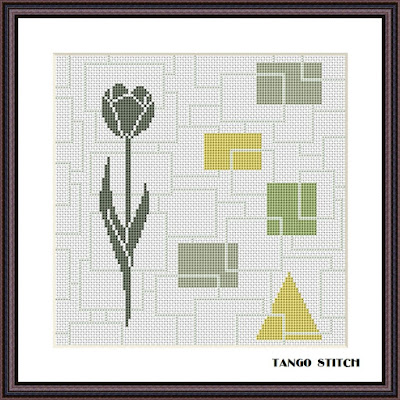 Scandinavian style tulip flower cross stitch hand embroidery - Tango Stitch