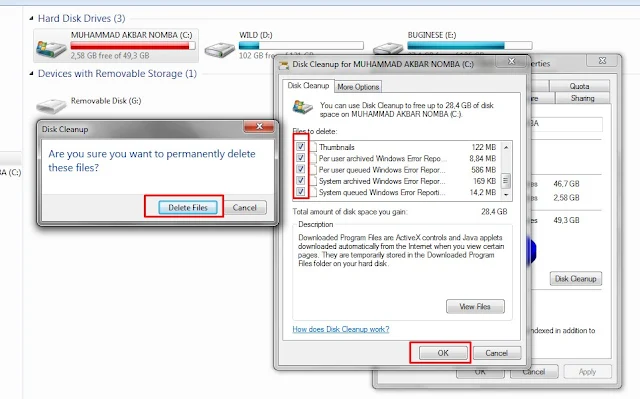 Mengatasi Hard Disk Drives C Merah atau Penyimpanan Penuh Pada Komputer