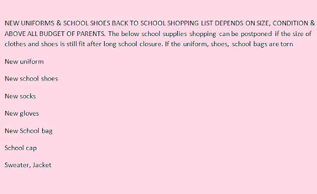 BACK TO SCHOOL SHOPPING CHECKLIST