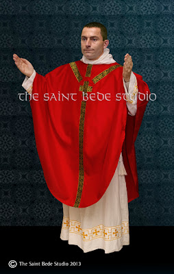 Red chasuble vestments