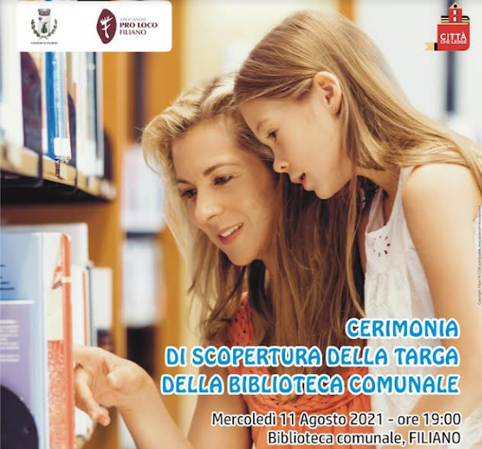 Un logo per la biblioteca comunale di Filiano: cerimonia di scopertura della targa