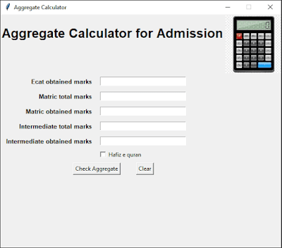 Create Ecat Aggregate Calculator in Tkinter