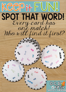 Are you wanting to build word fluency? This word game is not only fun and engaging, it is also a quick and easy way for students to build word recognition. Each student gets a card and tries to find their one match with the center deck. Try it with the picture! :)))) How quick are you? My students could beat me almost EVERY TIME!