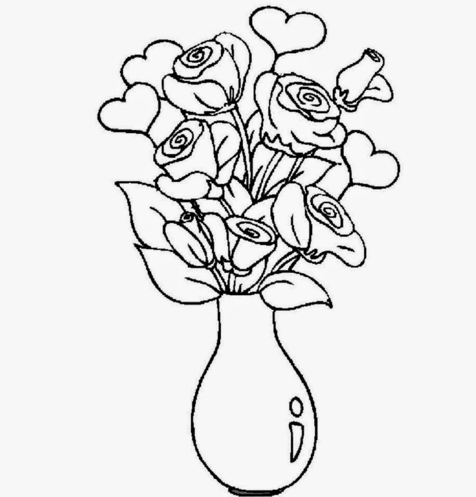 Flowers Vase Coloring Drawing Free wallpaper