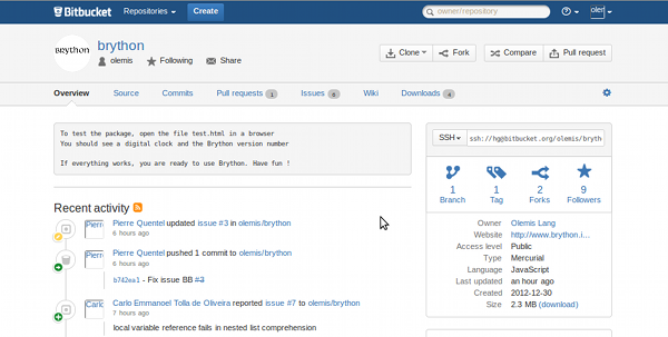 Brython @ Bitbucket