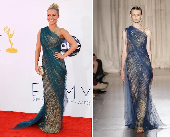 Hayden Panettiere wore Marchesa Gown for the 2012 Emmy Awards, held at the Nokia Theatre L.A.