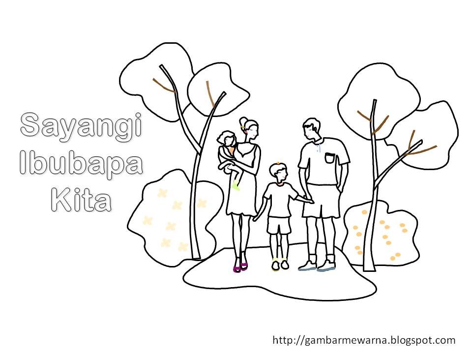  Poster Sayangi Ibubapa Gambar Mewarna Colouring Picture