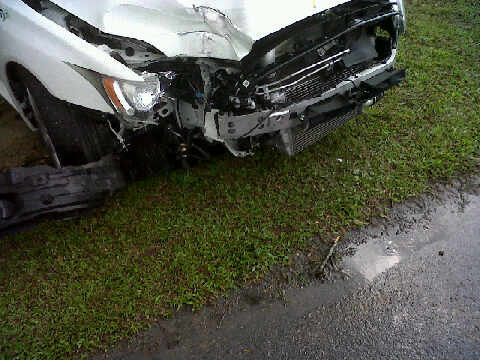 Some photos of our police force's EVO X met in an accident on highway