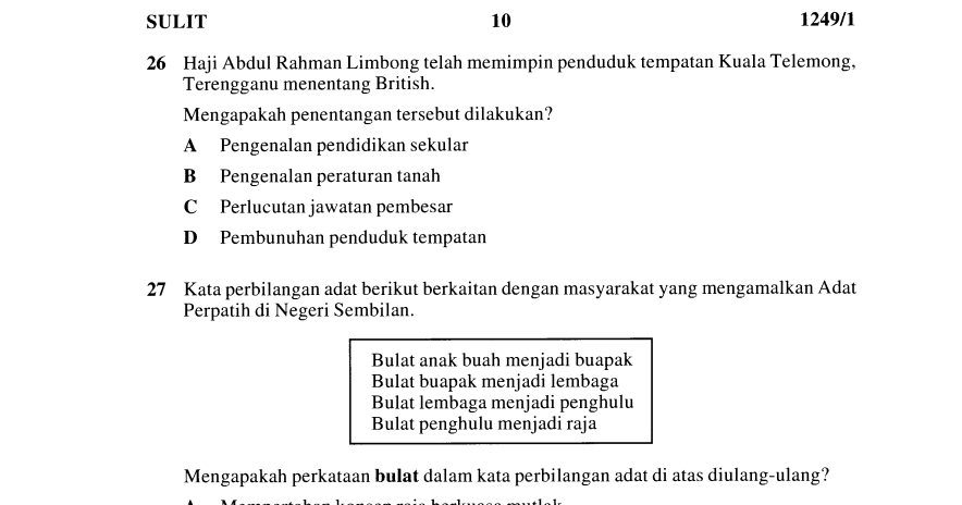 Contoh Soalan Spm Sebenar - AA Contoh