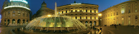 Fountain at night on Piazza de Ferrari, Genoa, Liguria