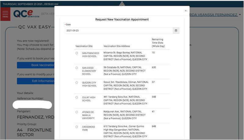 Quezon City vaccination sites available part 1