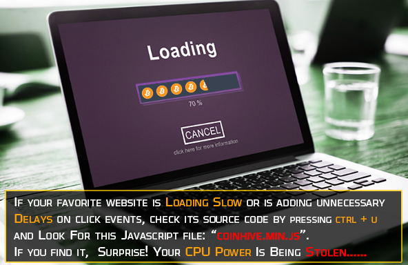 Cryptojacking is used to steal website visitor CPU power to mine Monero