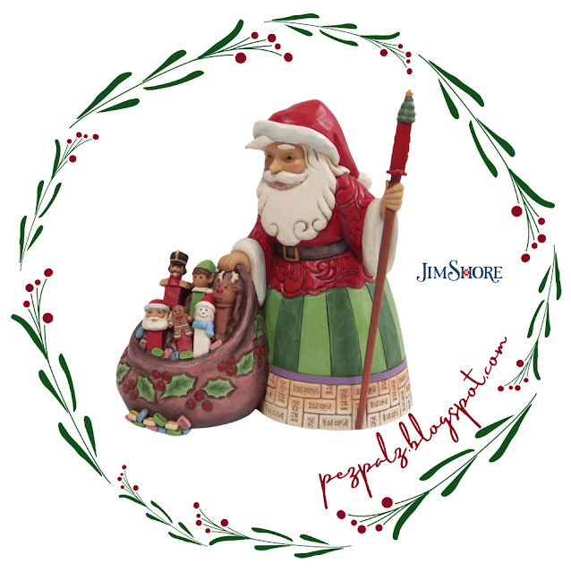 Jim Shore PEZ Santa holiday figurine with satchel full of PEZ