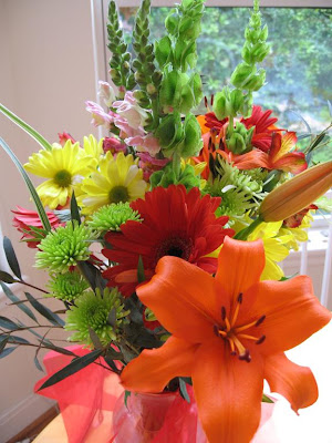 I came downstairs to find a beautiful flower arrangement mimosas 