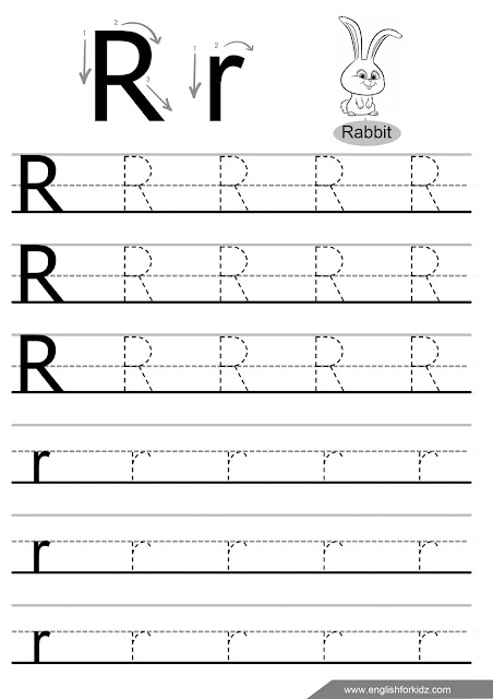 Letter r tracing worksheet, handwriting sheets