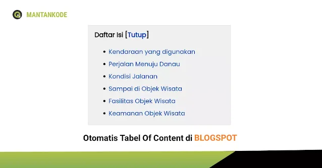 Membuat TOC (Tabel Of Content) atau Daftar Isi Otomatis di Blogspot
