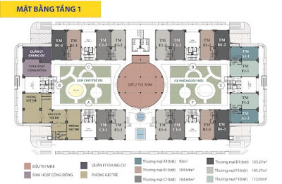 Mặt bằng tầng 1 căn hộ trả góp Nhà ở xã hội HOF-HQC Hồ Học Lãm, Bình Tân, TPHCM