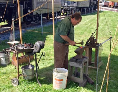 Frank Gillespie blacksmithing at Railroad Museum of PA