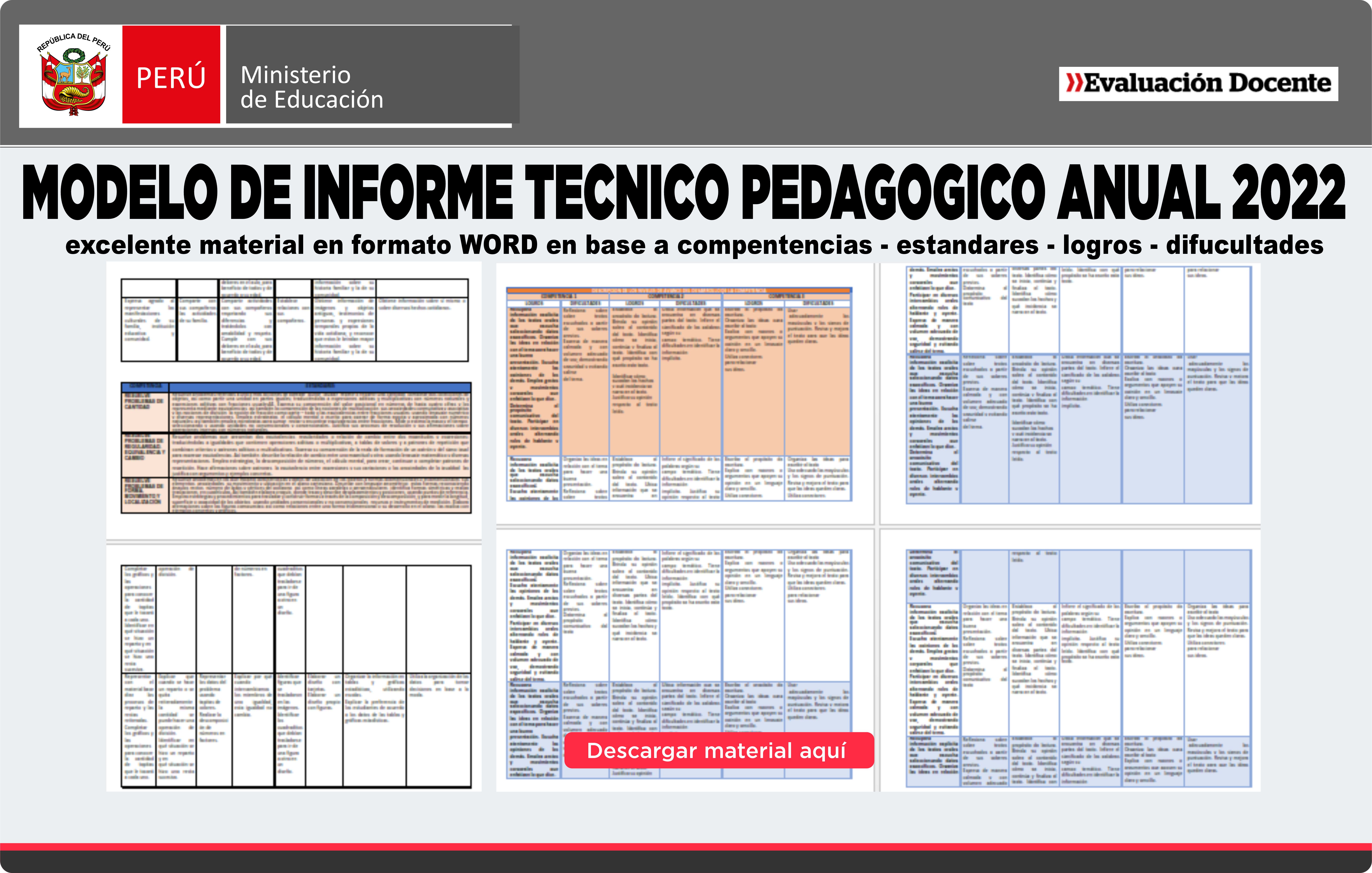 Modelo de informe técnico pedagógico anual 2022 | Ministerio de Educación  del Perú ~ Ministerio de Educación del Perú