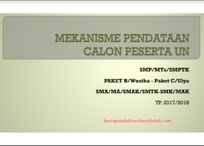 Tata Cara Pendataan Calon Peserta Ujian Nasional (UN) SMP, MTs, Paket B, SMA, MA, dan SMK