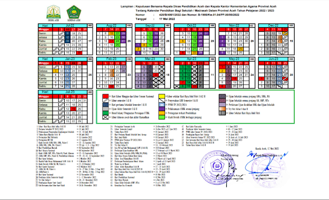 Download Kalender Pendidikan 2022/2023 Provinsi Aceh Lengkap dengan Jadwal Libur Sekolah