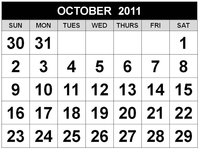 october 2011 calendar. october calendar clip art.