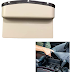 Lukzer 2PC PU Leather Car Side Organizer Premium Seat Gap Filler Catch Caddy Side Seat Pocket Console Storage Box Holder for Wallet, Mobile, Coins, Cards, Key Catcher Interior Car Space Saver (Beige)
