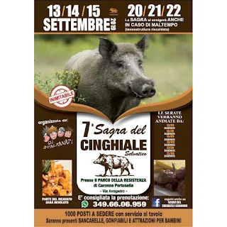 Sagra del Cinghiale Selvatico dal 13 al 22 Settembre Caronno Pertusella (VA)