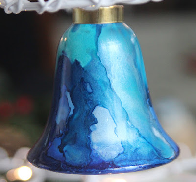 alcohol ink bell ornament