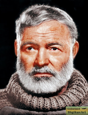 Ernest Hemingway, color, colorized, colorization.