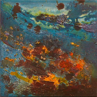 Connie Kleinjans, Swept, 8x8 mixed media on board