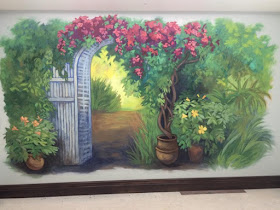 Tropical garden painting, california garden painting, portland muralist, california mural