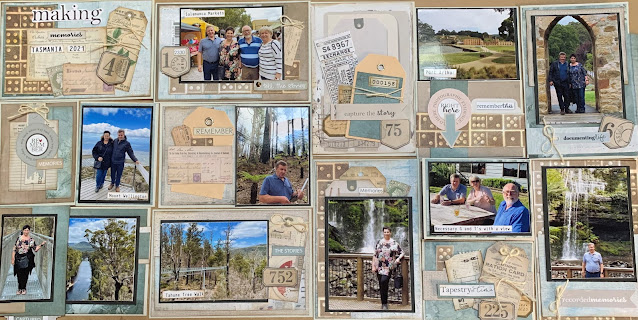 Scrapbook Layout using Project Life Pocket Pages - Uniquely Creative paper collection Tapestry of time.  Flap pages included.