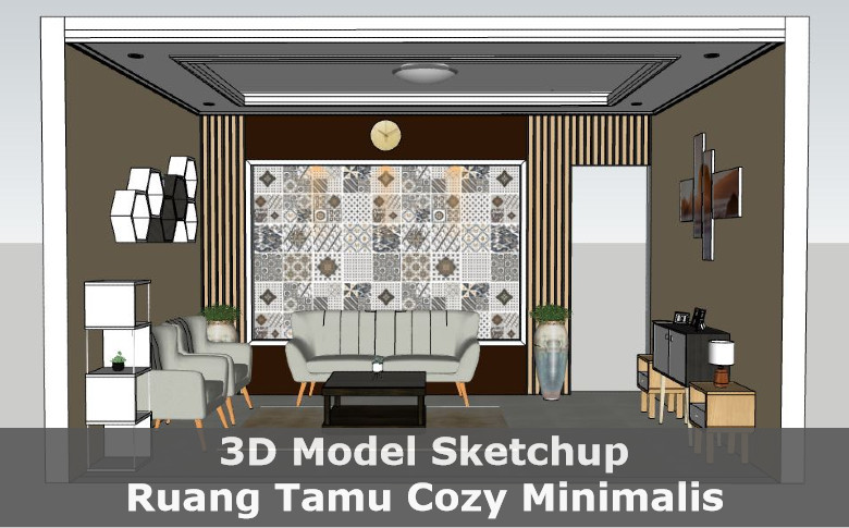 download 3D Desain Ruang Tamu Konep Cozy Minimalis